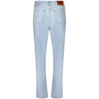 Calvin Klein Azzurro cotton women's jeans featuring classic fit, five-pocket design, and a light blue denim wash.