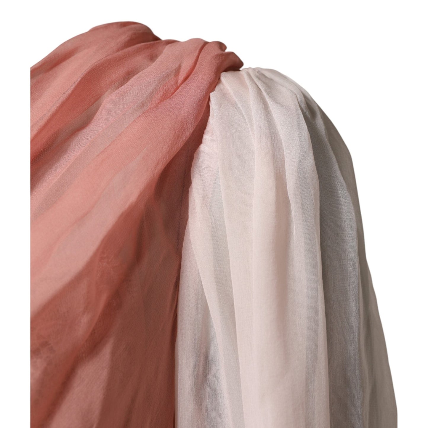 Dolce & Gabbana Pink Silk Tulle Long Sleeve V-neck Dress Dolce & Gabbana
