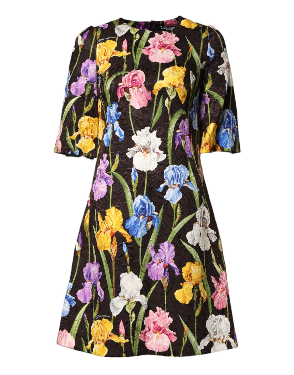 Dolce & Gabbana Black Floral Brocade A-line Mini Dress - Eljoys Fashion 