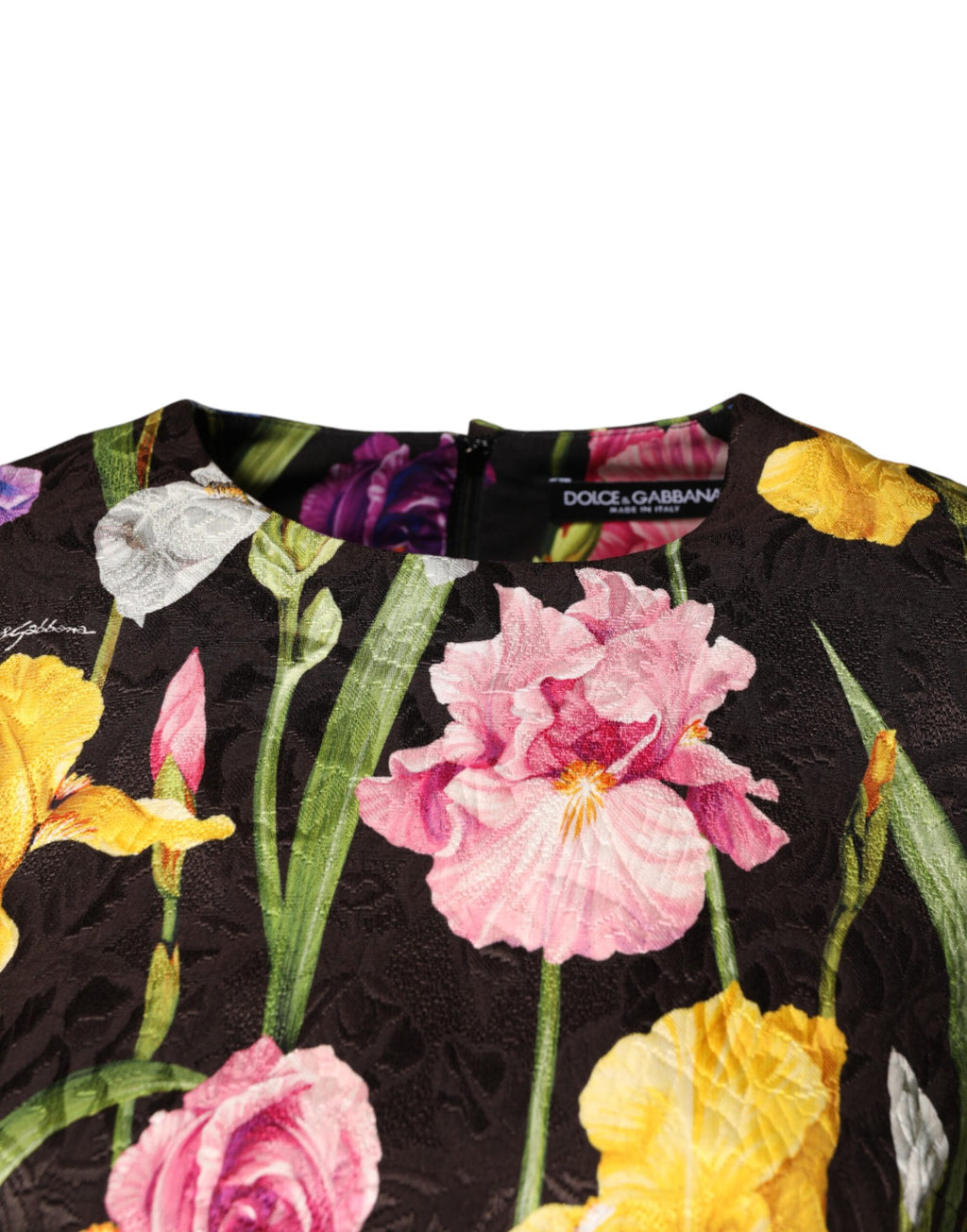 Dolce & Gabbana Black Floral Brocade A-line Mini Dress - Eljoys Fashion 