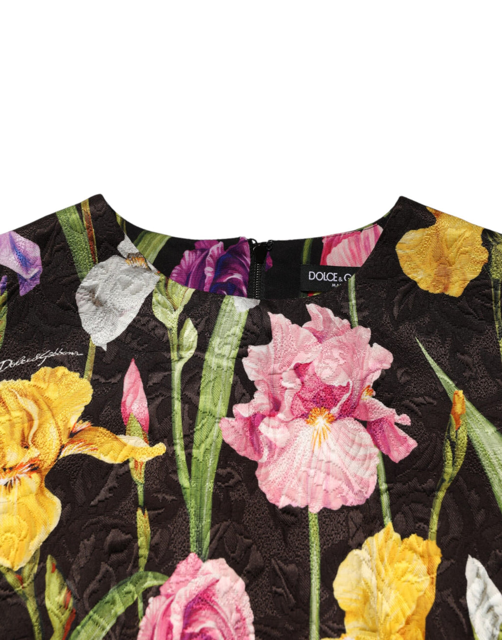 Dolce & Gabbana Black Floral Brocade A-line Mini Dress - Eljoys Fashion 