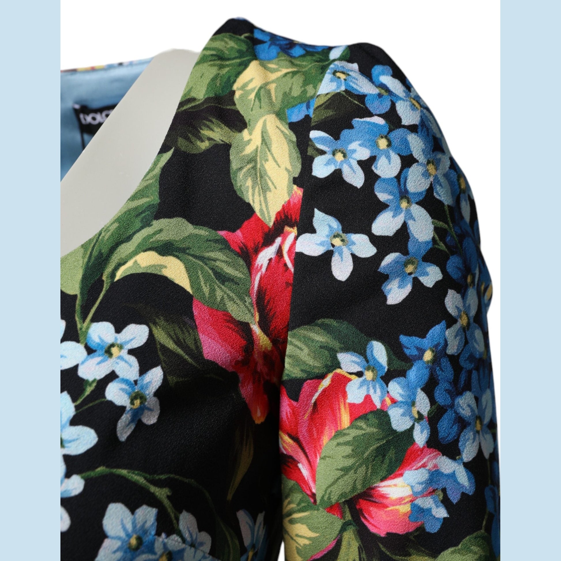 Dolce & Gabbana Black Floral Print Viscose Sheath Midi Dress Dolce & Gabbana