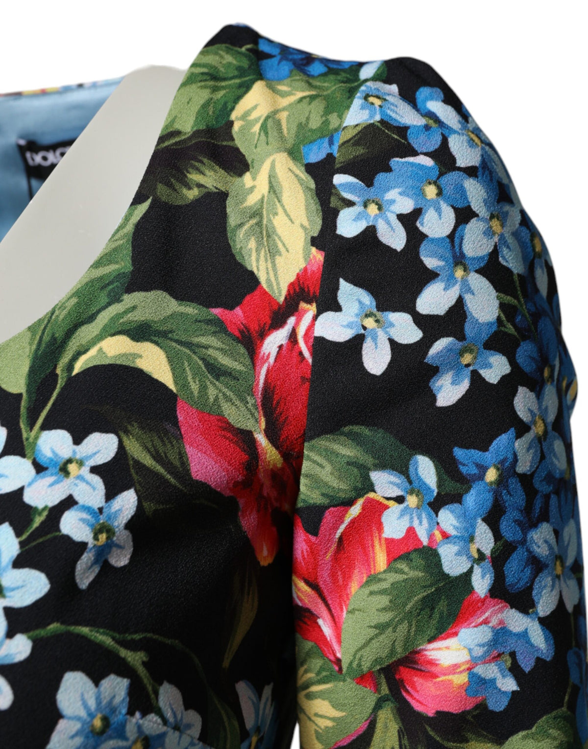 Dolce & Gabbana Black Floral Print Viscose Sheath Midi Dress - Eljoys Fashion 