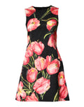 Dolce & Gabbana Black Floral Print Viscose A-line Mini  Dress - Eljoys Fashion 