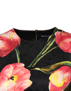 Dolce & Gabbana Black Floral Print Viscose A-line Mini  Dress - Eljoys Fashion 