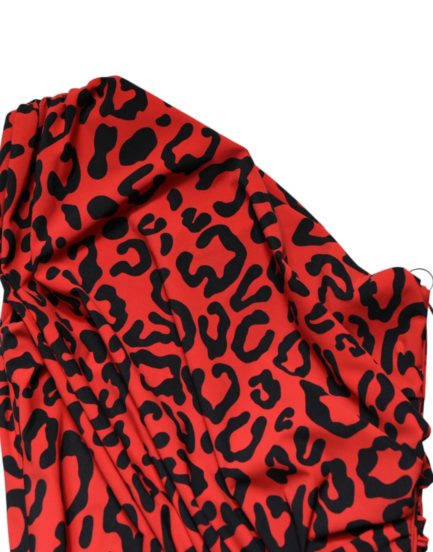 Dolce & Gabbana Red Leopard Print Nylon Sheath Midi Dress Dolce & Gabbana