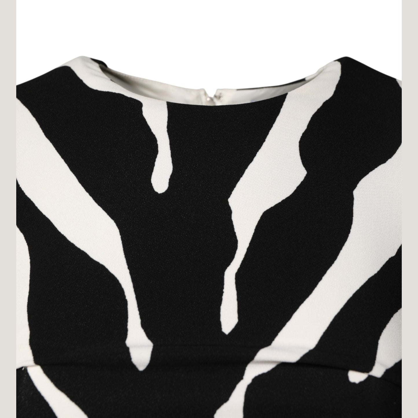 Dolce & Gabbana Black White Zebra Viscose Sheath Midi Dress Dolce & Gabbana