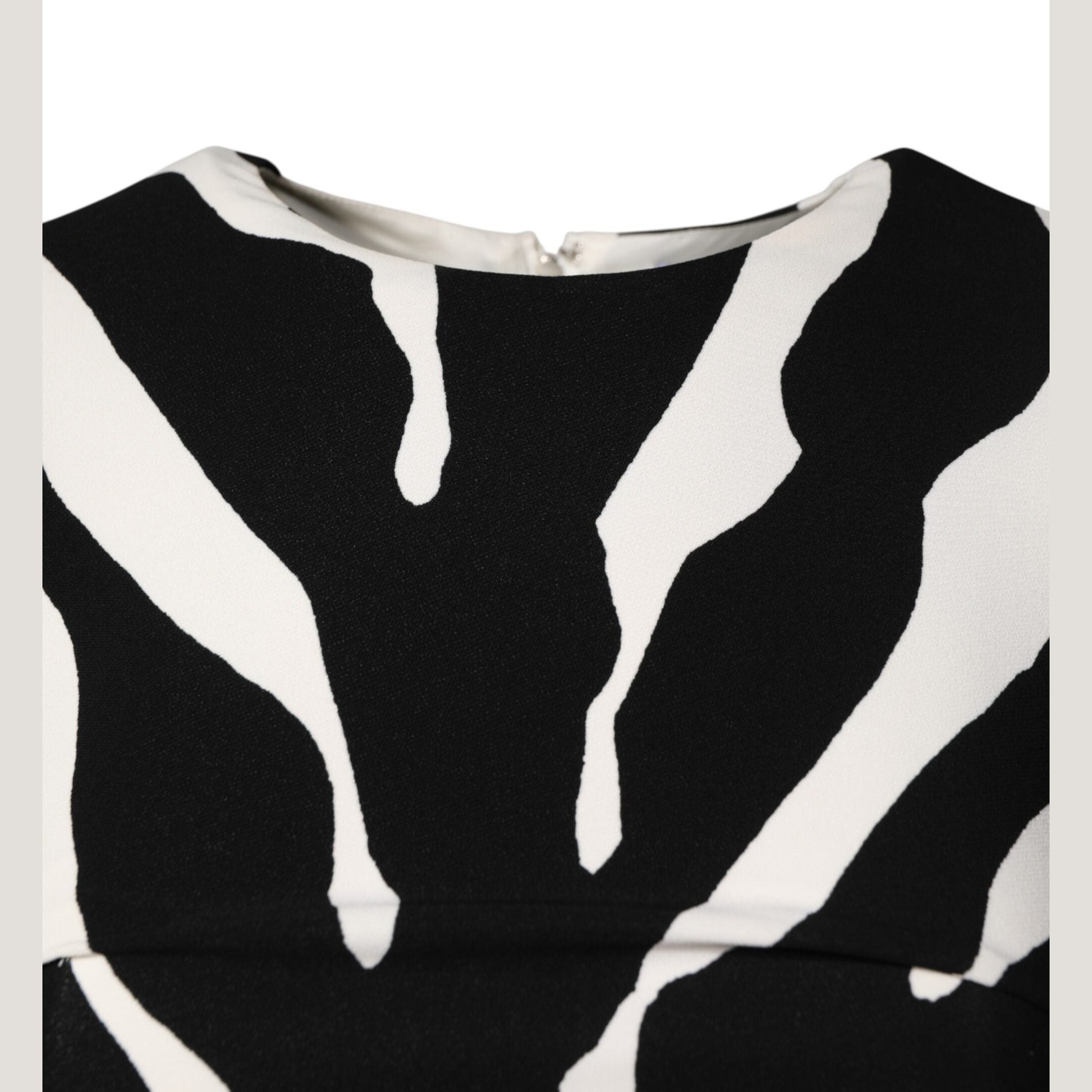 Dolce & Gabbana Black White Zebra Viscose Sheath Midi Dress Dolce & Gabbana