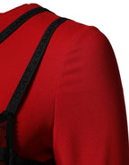 Dolce & Gabbana Black Red Contrasting Bra Cady Midi Dress - Eljoys Fashion 
