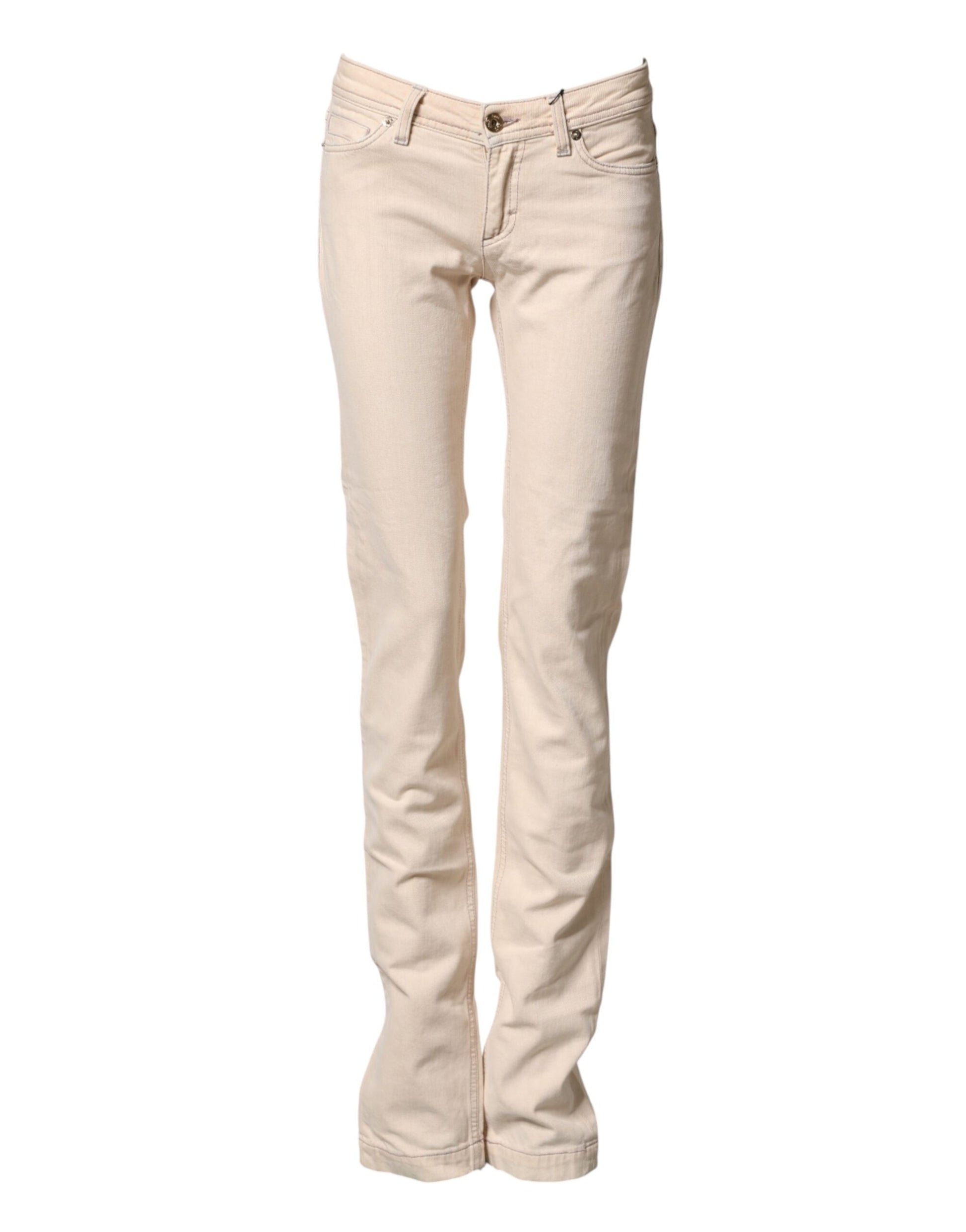 Dolce & Gabbana Beige Low Waist Cotton Slim Fit Denim Trousers Jeans Dolce & Gabbana