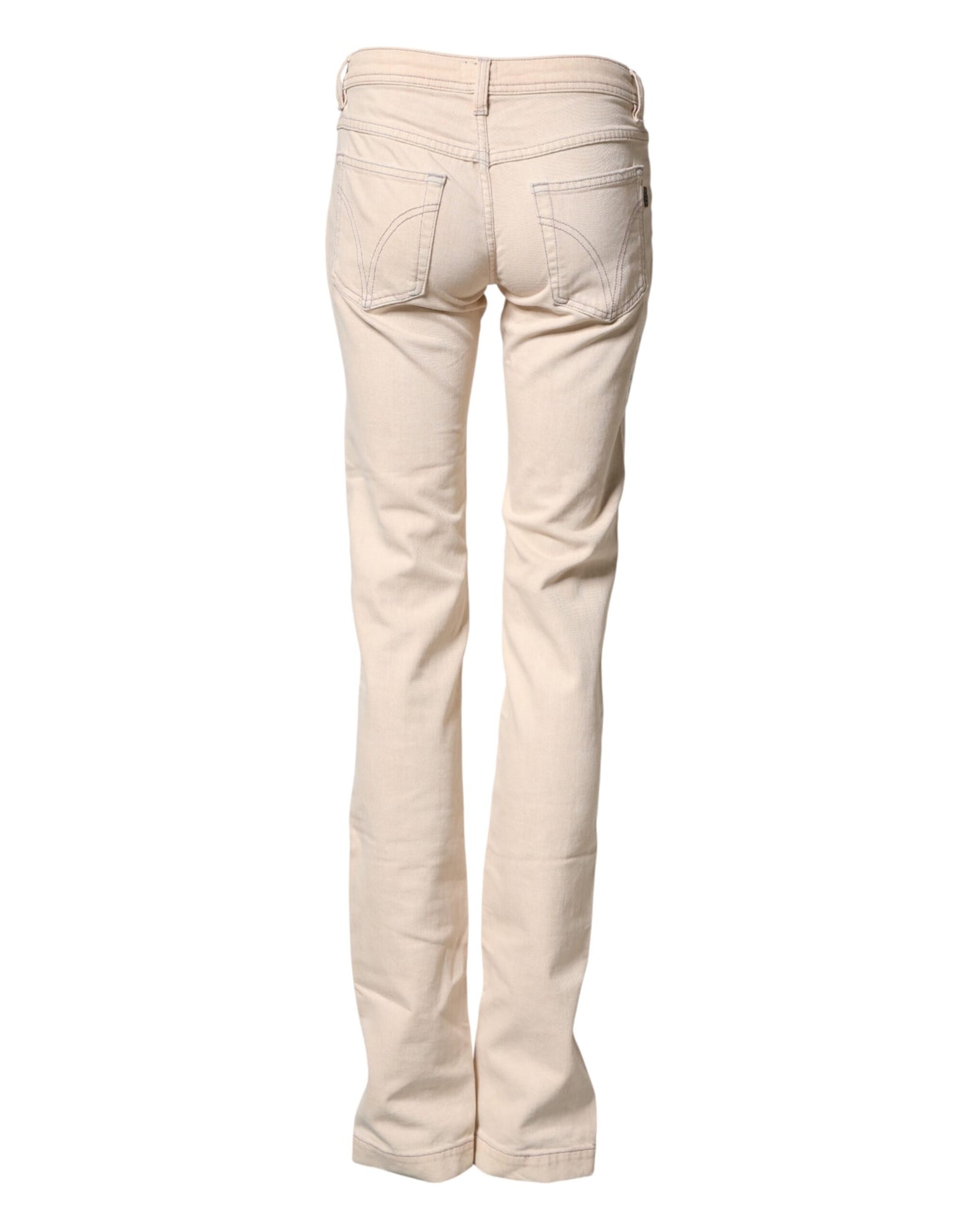 Dolce & Gabbana Beige Low Waist Cotton Slim Fit Denim Trousers Jeans Dolce & Gabbana