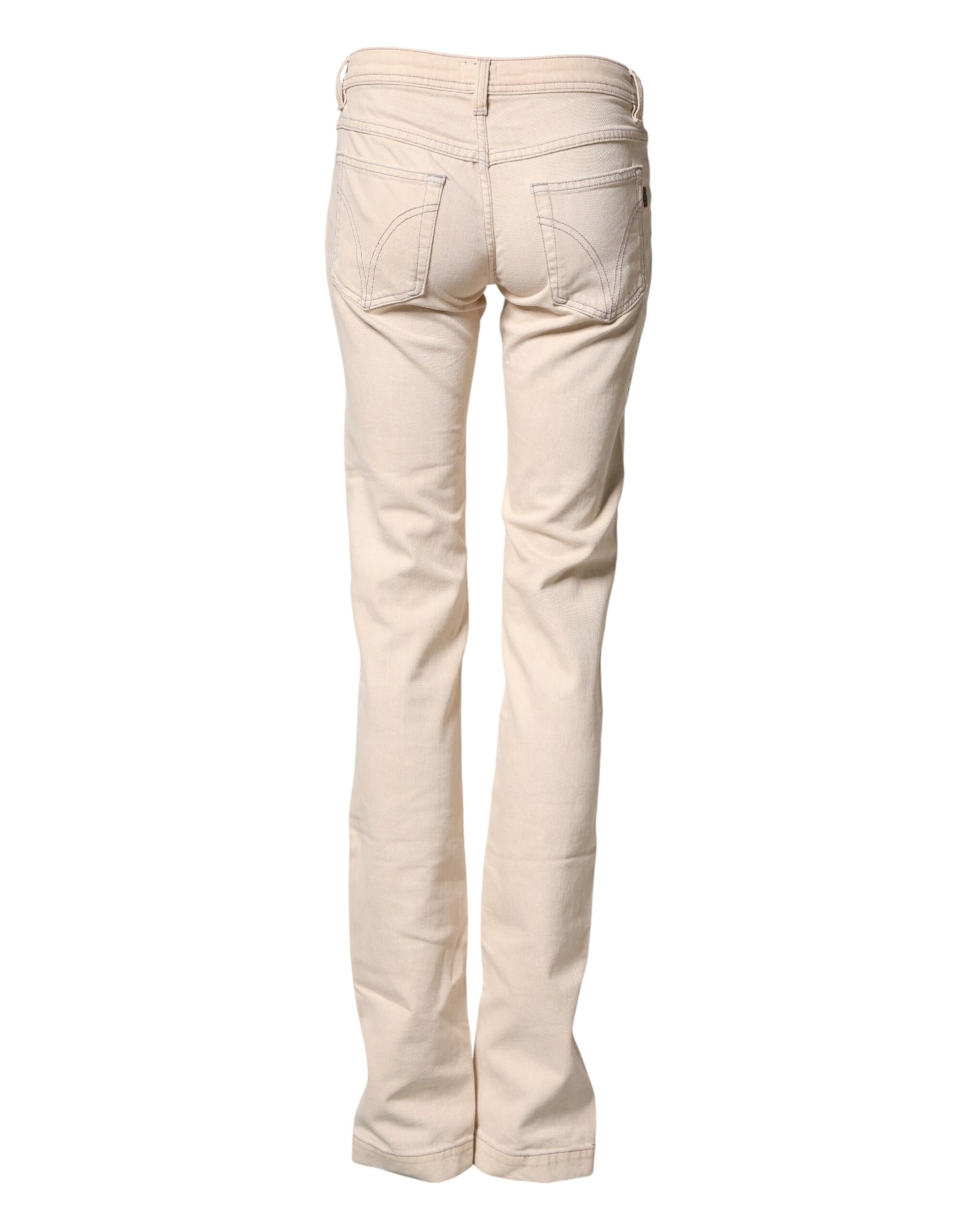 Dolce & Gabbana Beige Low Waist Cotton Slim Fit Denim Trousers Jeans Dolce & Gabbana