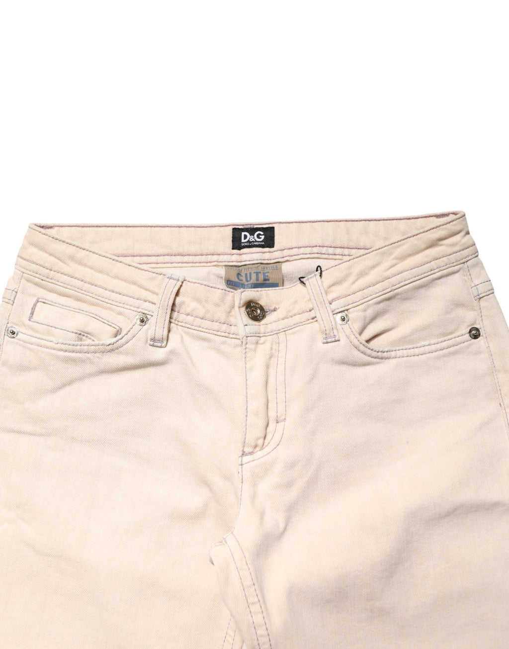 Dolce & Gabbana Beige Low Waist Cotton Slim Fit Denim Trousers Jeans