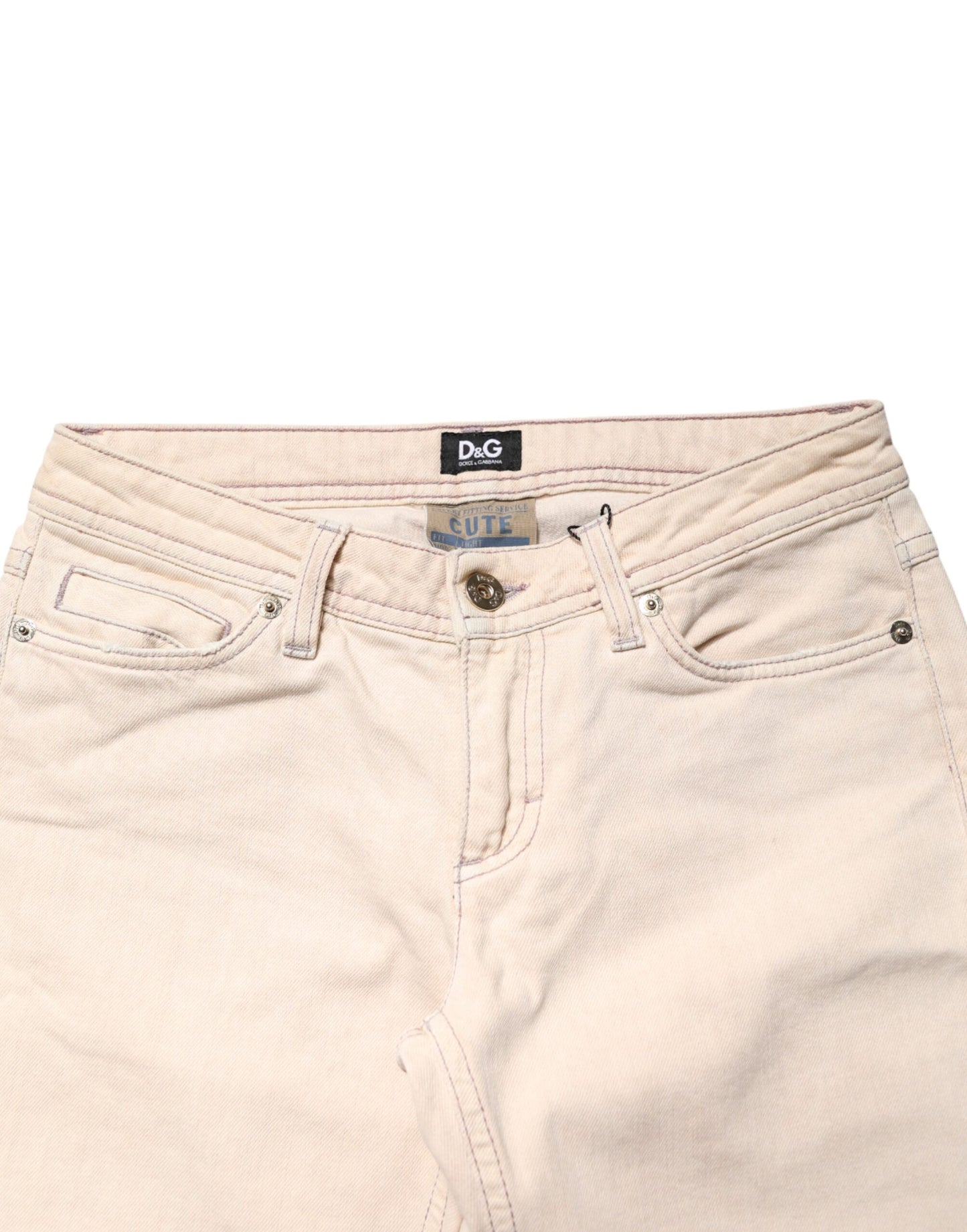 Dolce & Gabbana Beige Low Waist Cotton Slim Fit Denim Trousers Jeans Dolce & Gabbana