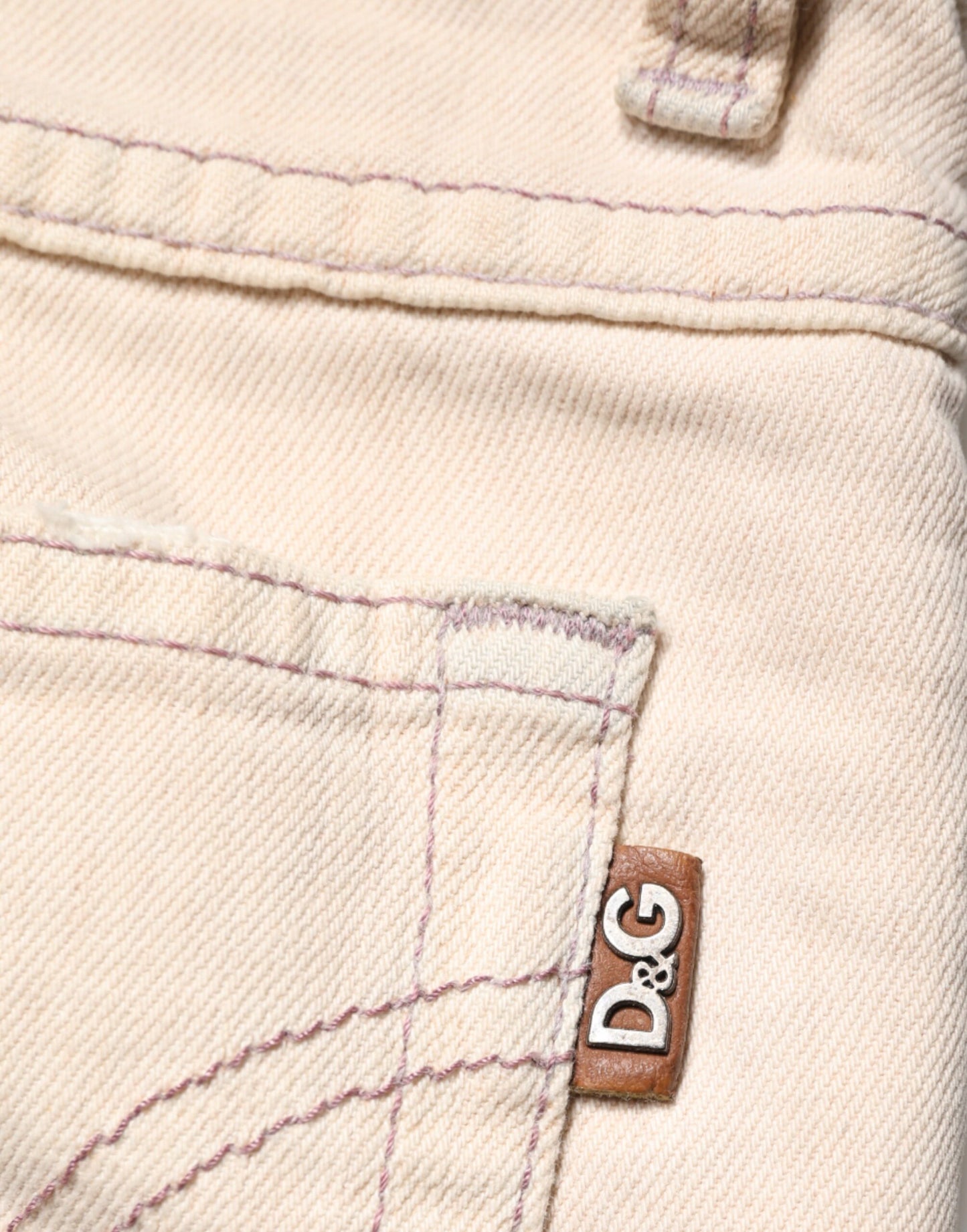Dolce & Gabbana Beige Low Waist Cotton Slim Fit Denim Trousers Jeans Dolce & Gabbana
