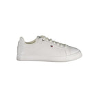 Tommy Hilfiger Bianco Uomo sneaker made of polyurethane with white design and Tommy Hilfiger branding.