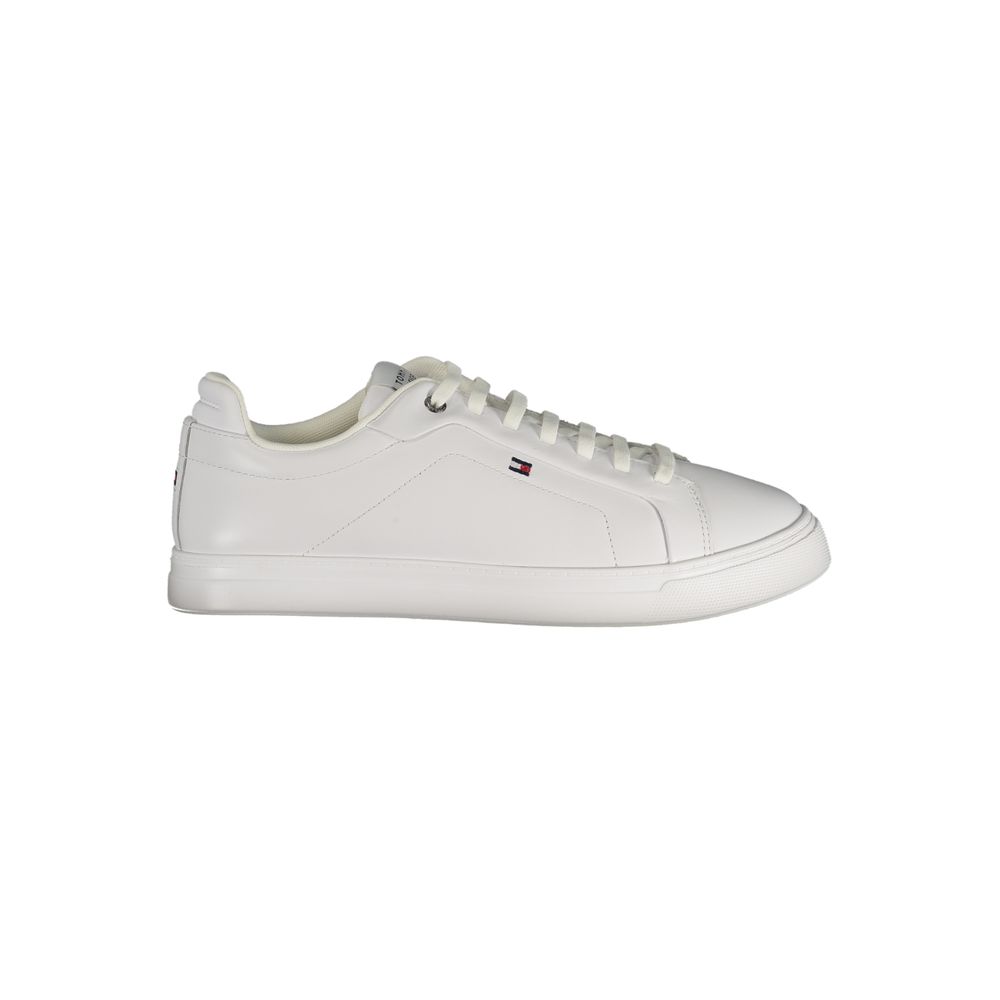 Tommy Hilfiger Bianco Uomo sneaker made of polyurethane with white design and Tommy Hilfiger branding.