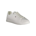 Tommy Hilfiger Bianco Uomo sneaker with white polyurethane upper, casual lace-up design, and logo details.