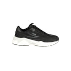 Fila black polyurethane men's sneaker with white sole and lace-up design, showcasing sporty athletic footwear.