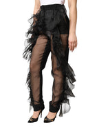 Dolce & Gabbana Black High Waist Tulle Wool Trouser Pants - Eljoys Fashion 