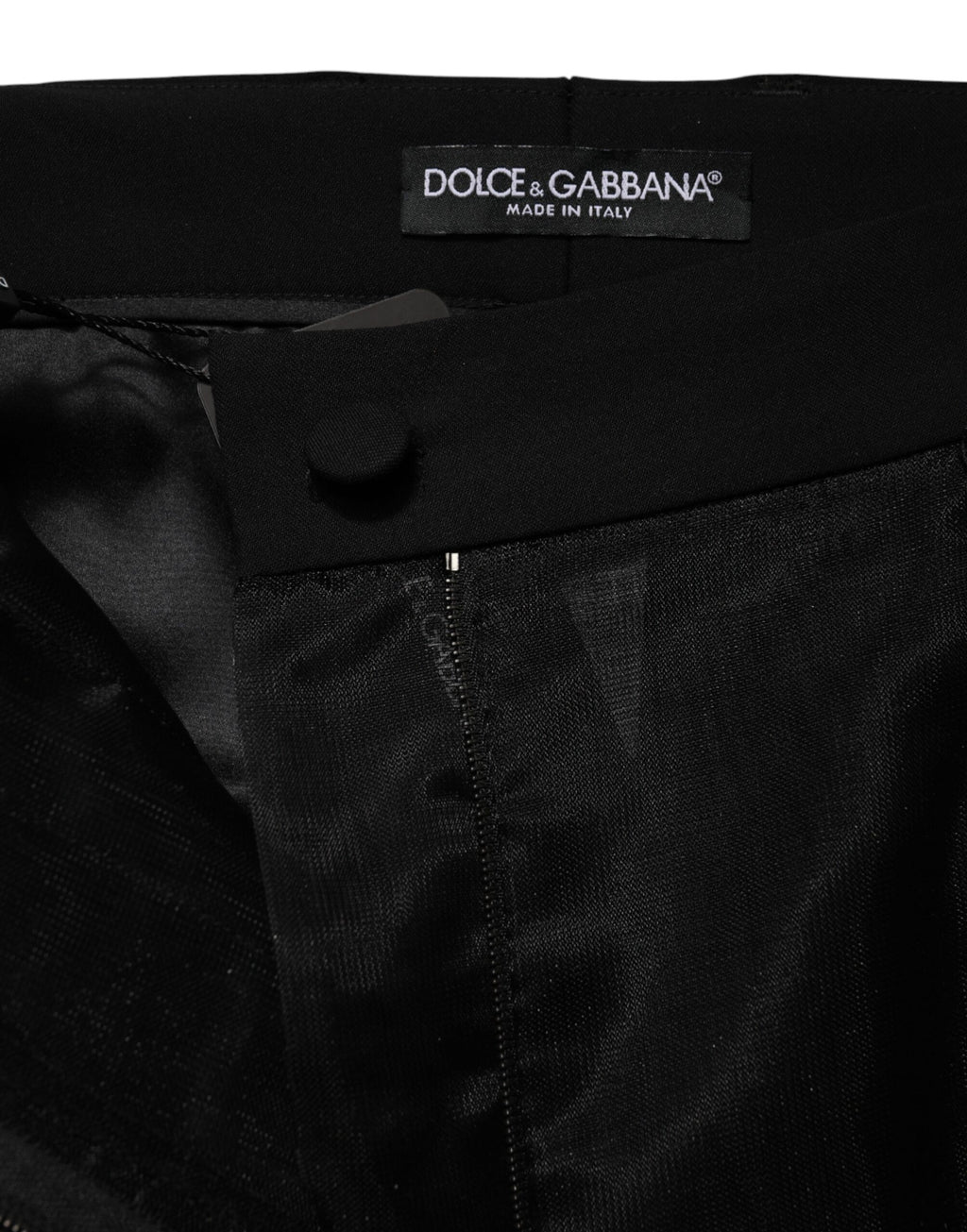 Dolce & Gabbana Black High Waist Tulle Wool Trouser Pants - Eljoys Fashion 