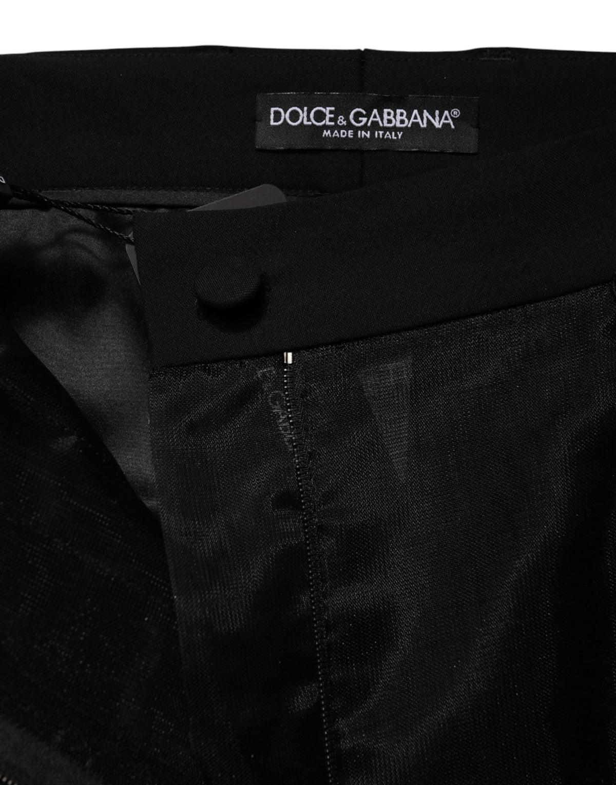 Dolce & Gabbana Black High Waist Tulle Wool Trouser Pants - Eljoys Fashion 
