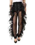 Dolce & Gabbana Black High Waist Tulle Wool Trouser Pants - Eljoys Fashion 