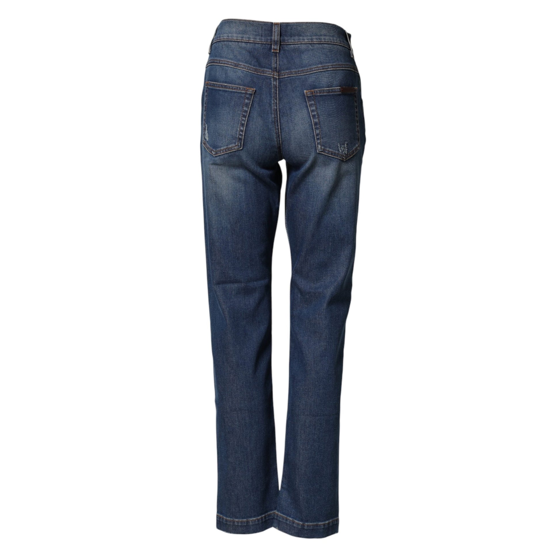Dolce & Gabbana Blue Floral Embroidered BOYFRIEND Denim Jeans Dolce & Gabbana