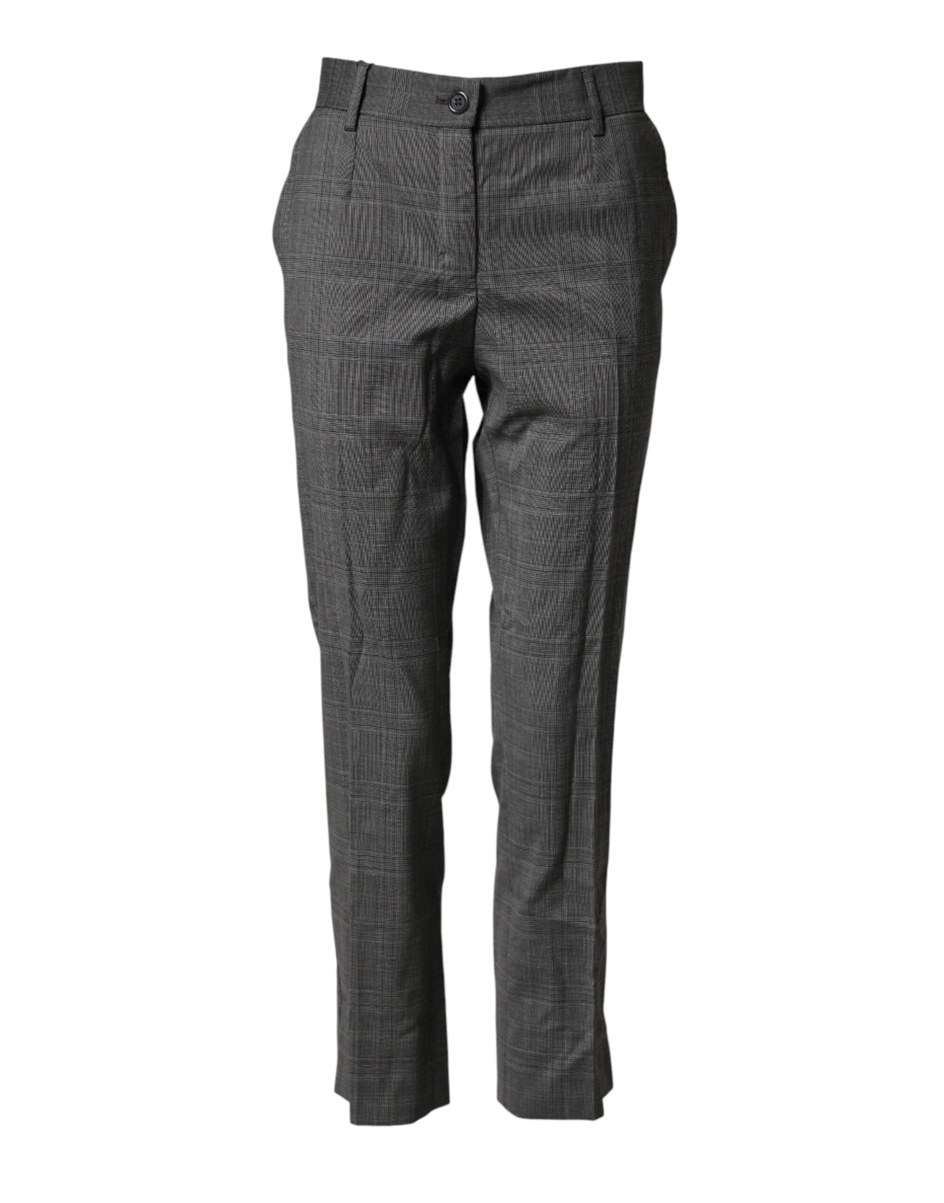 Dolce & Gabbana Dark Gray Check Tartan VirginWool Dress Pants Dolce & Gabbana