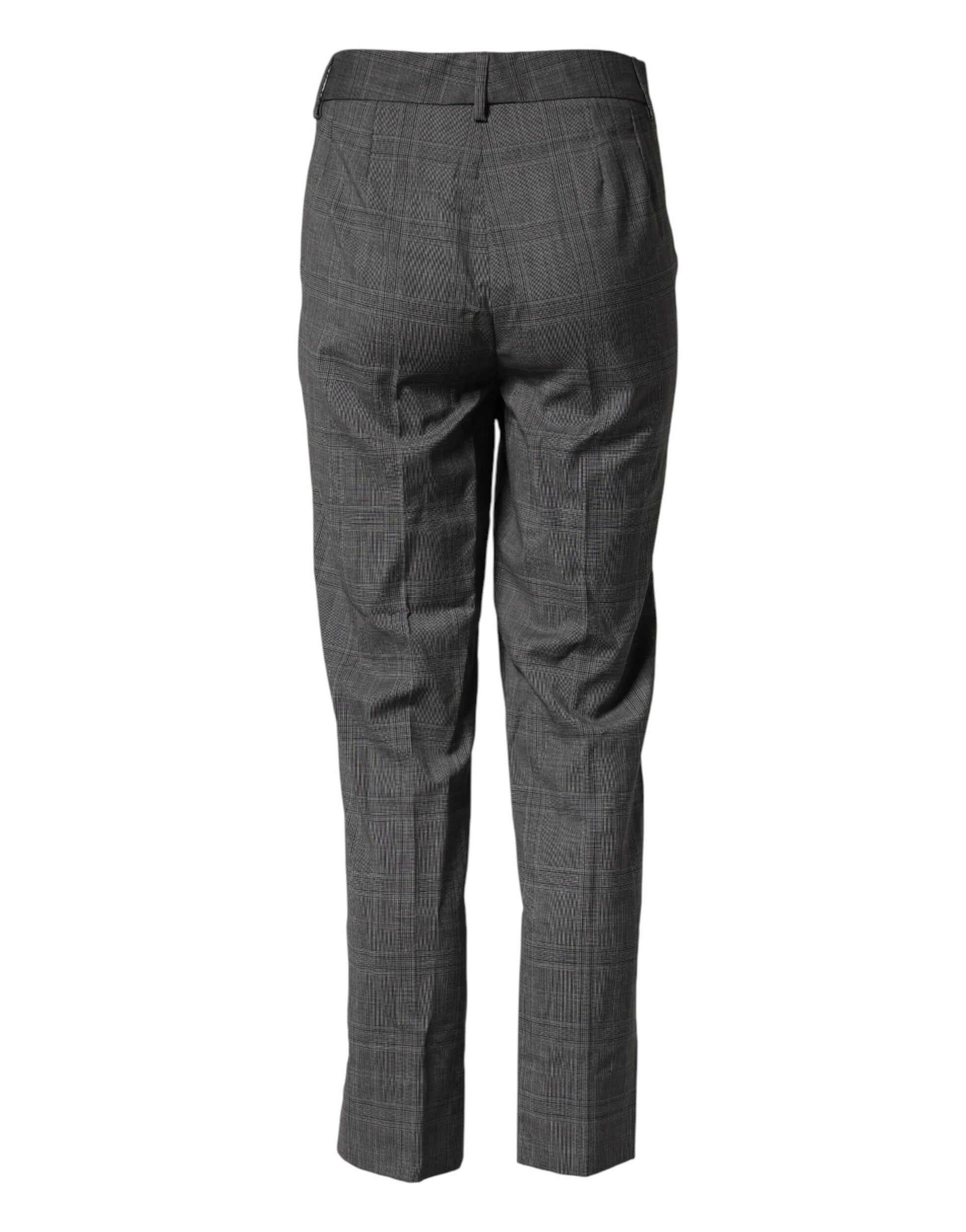 Dolce & Gabbana Dark Gray Check Tartan VirginWool Dress Pants Dolce & Gabbana