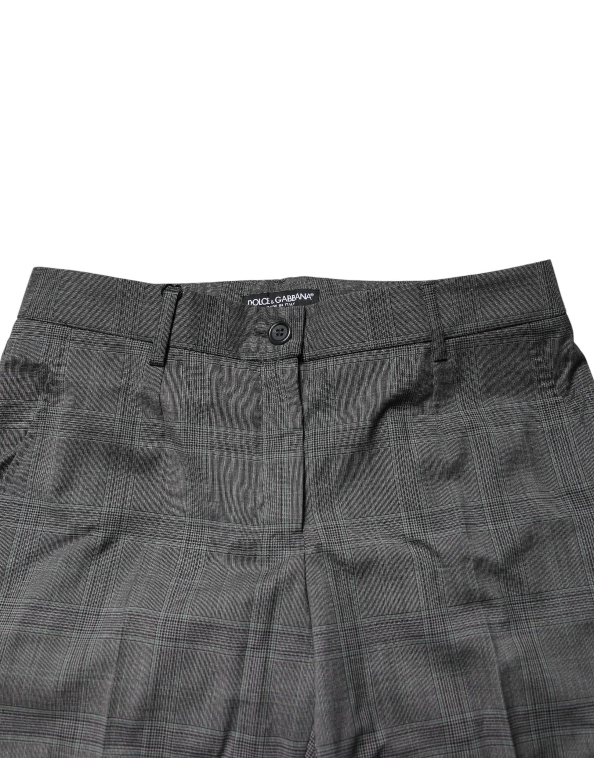 Dolce & Gabbana Dark Gray Check Tartan VirginWool Dress Pants Dolce & Gabbana