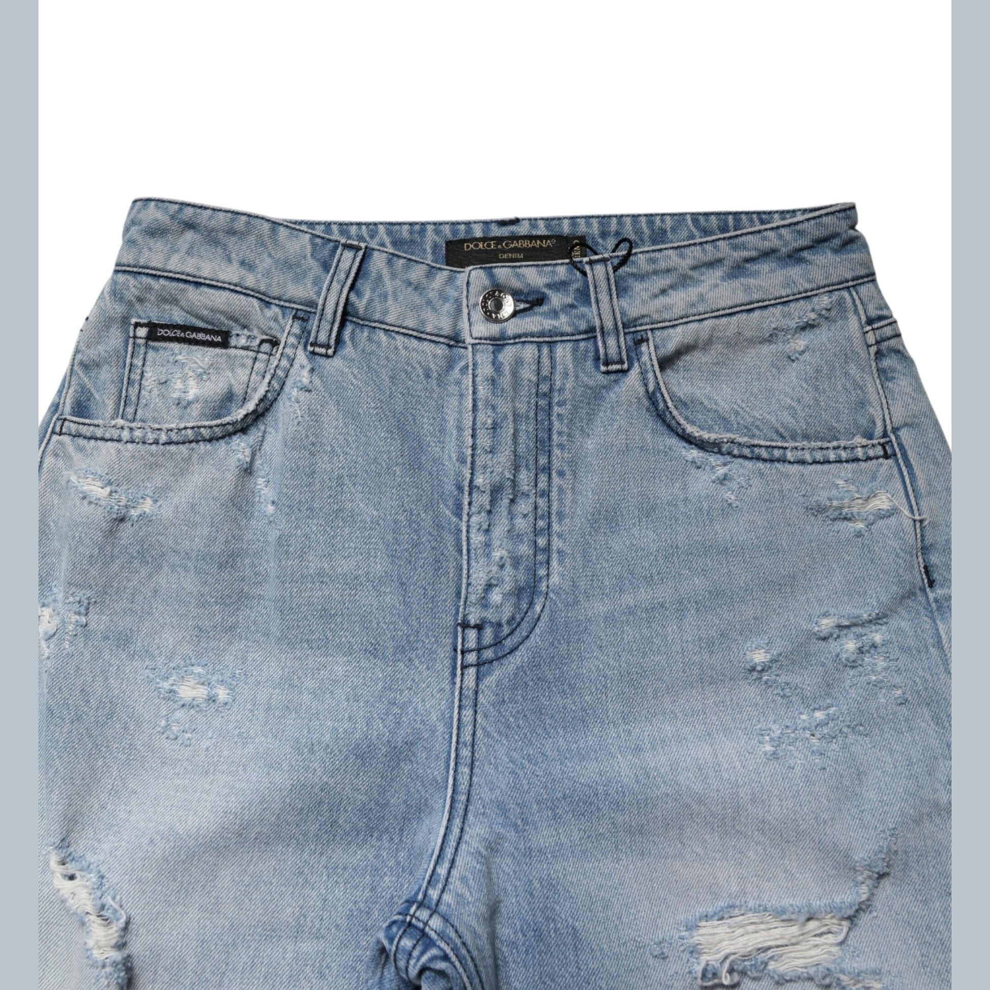 Dolce & Gabbana LightBlue Ripped Washed BOYFRIEND Denim Jeans Dolce & Gabbana