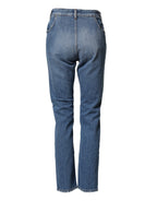 Dolce & Gabbana Blue Distressed Washed Cotton Denim Jeans - Eljoys Fashion 