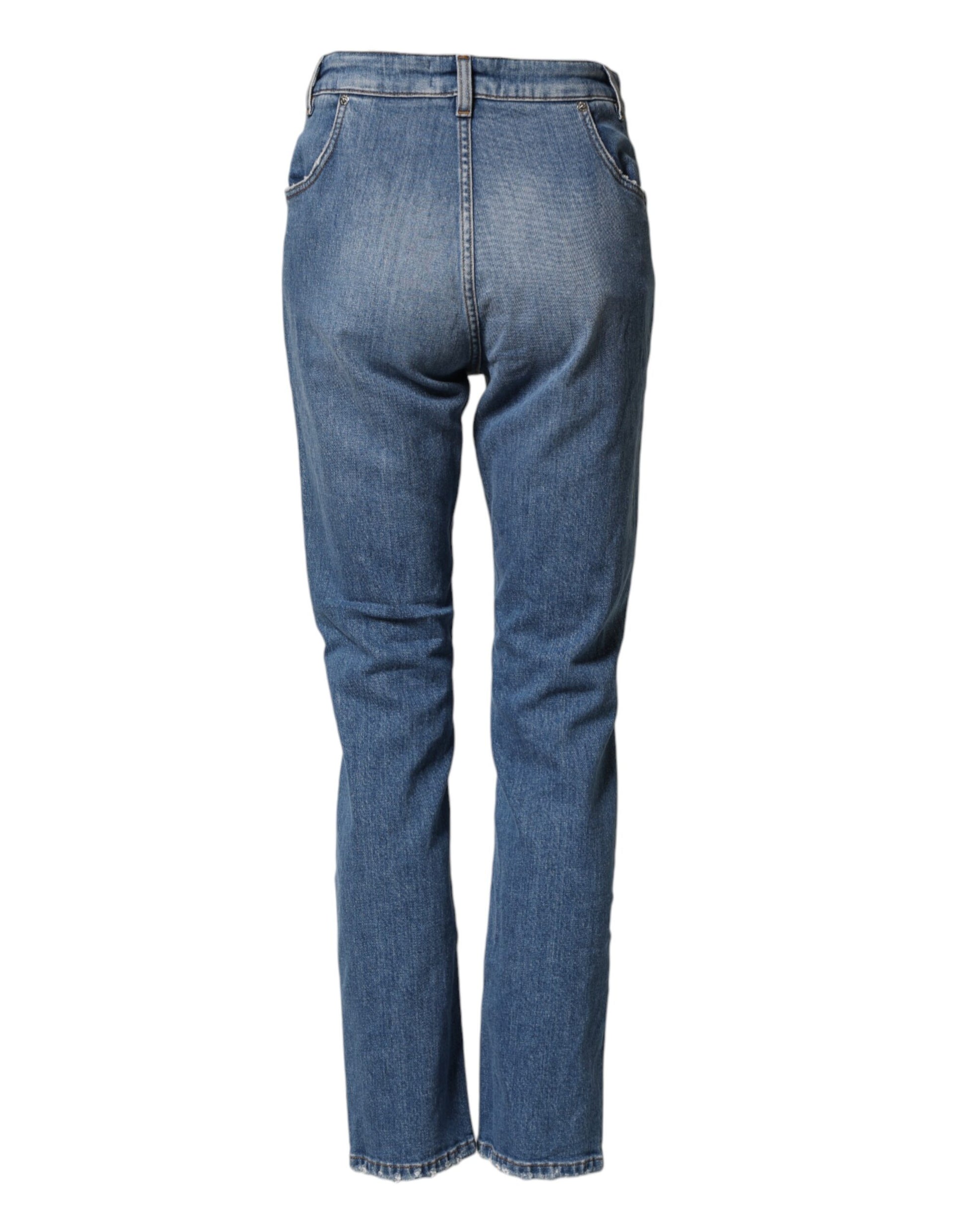 Dolce & Gabbana Blue Distressed Washed Cotton Denim Jeans Dolce & Gabbana