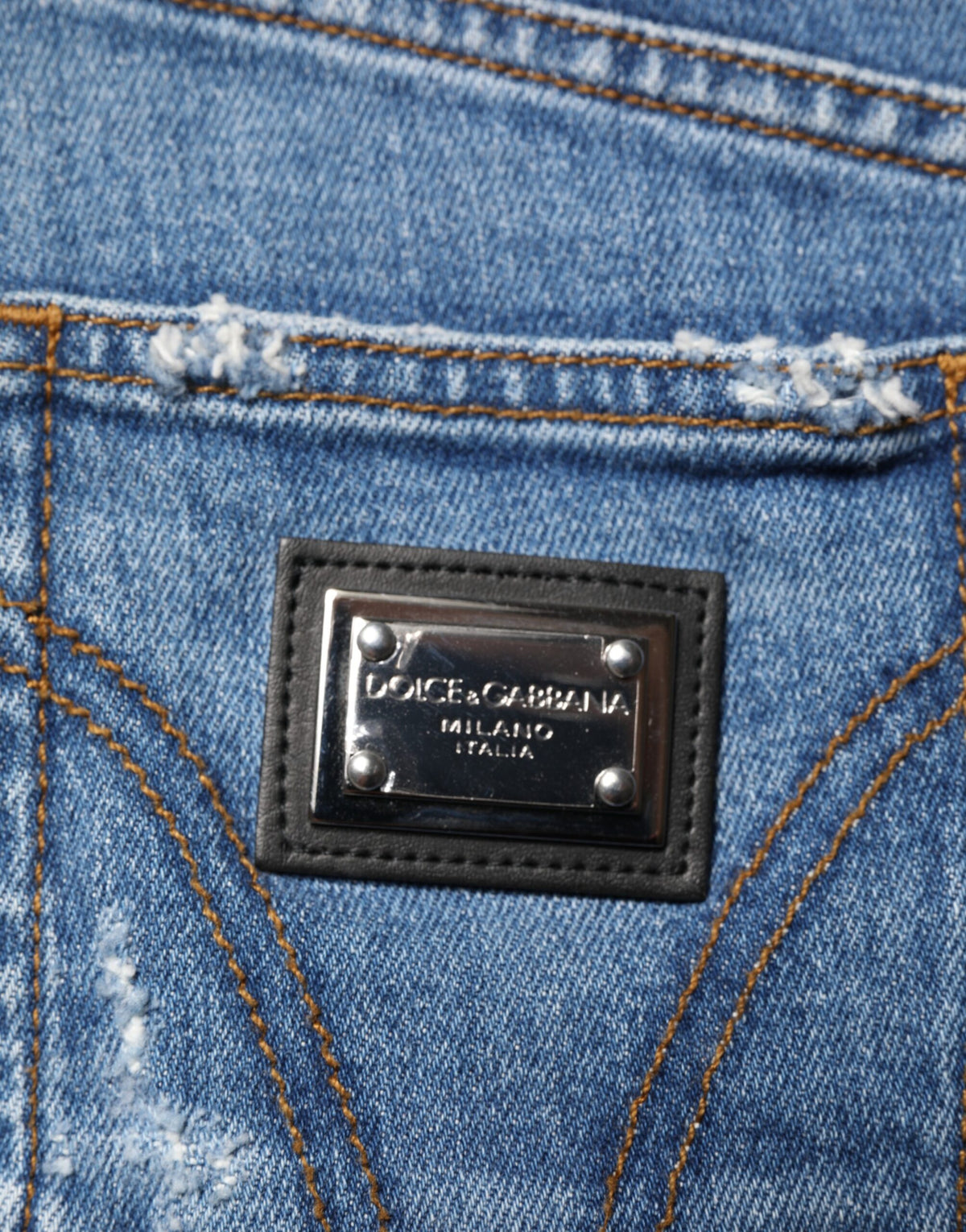 Dolce & Gabbana Blue Distressed Washed Cotton Denim Jeans - Eljoys Fashion 