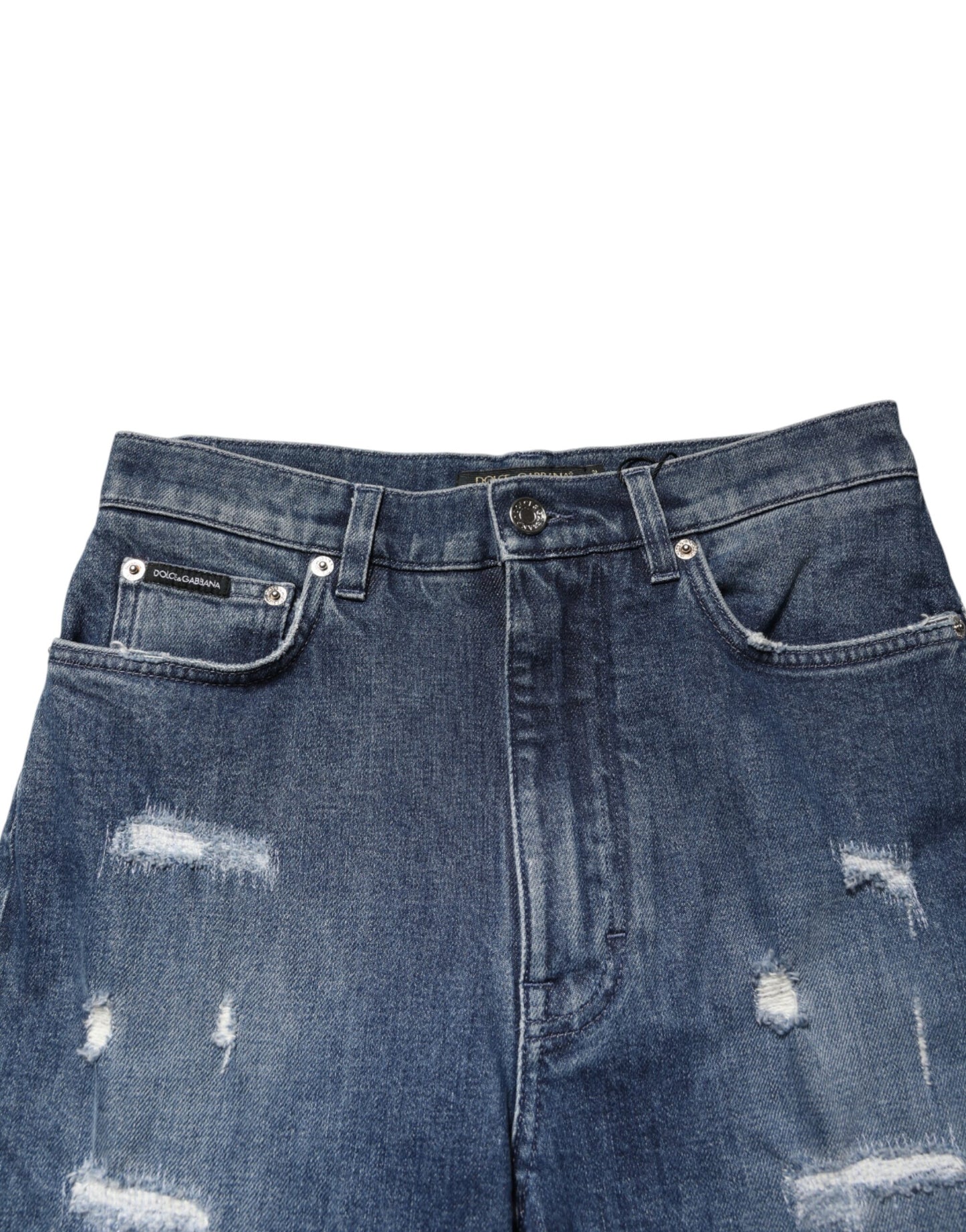 Dolce & Gabbana Blue Distressed Washed Logo GRACE Denim Jeans Dolce & Gabbana