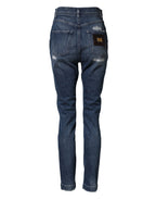 Dolce & Gabbana Blue Distressed Washed Logo GRACE Denim Jeans