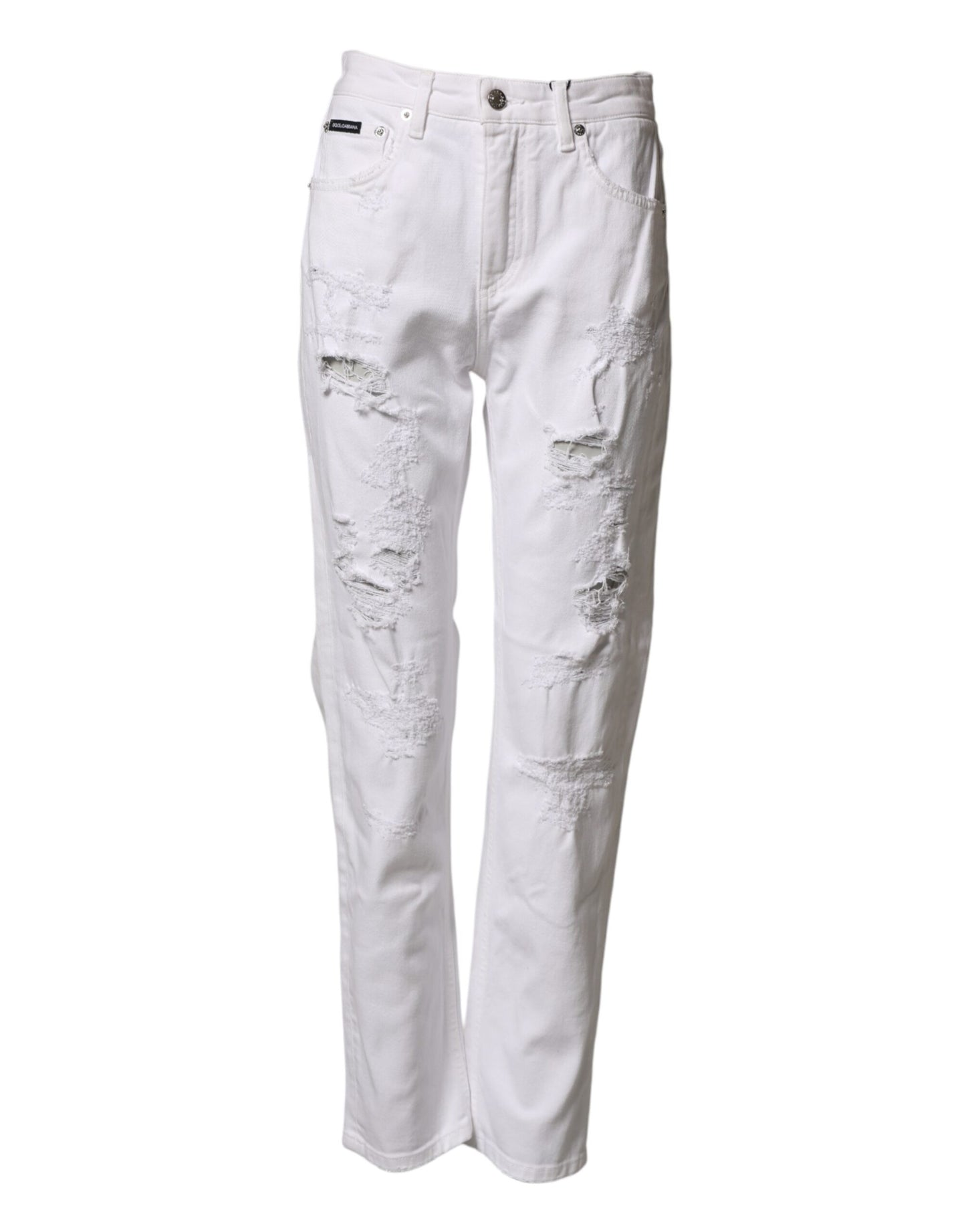 Dolce & Gabbana White Distressed Cotton BOYFRIEND Denim Jeans Dolce & Gabbana