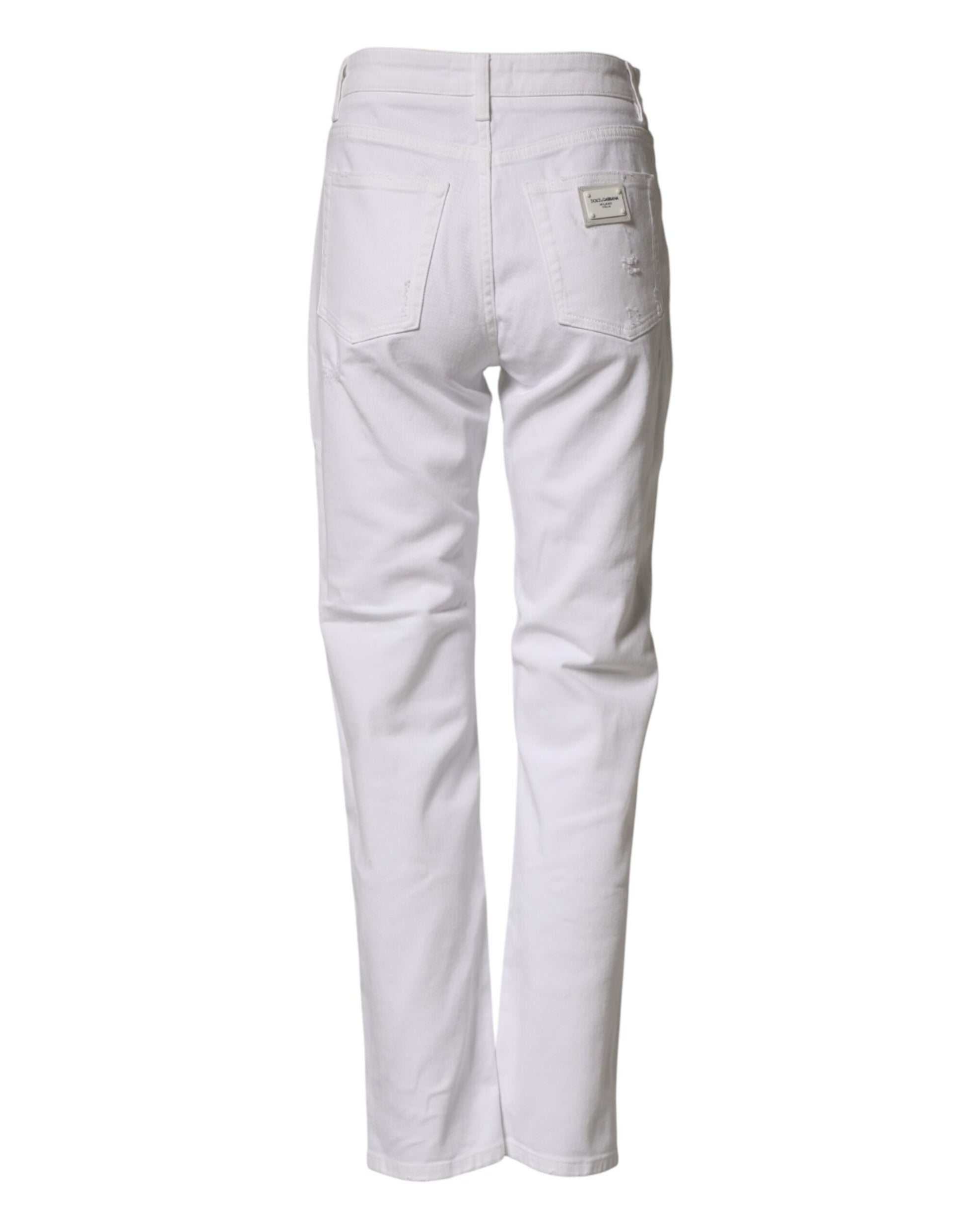 Dolce & Gabbana White Distressed Cotton BOYFRIEND Denim Jeans Dolce & Gabbana