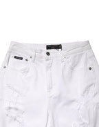 Dolce & Gabbana White Distressed Cotton BOYFRIEND Denim Jeans