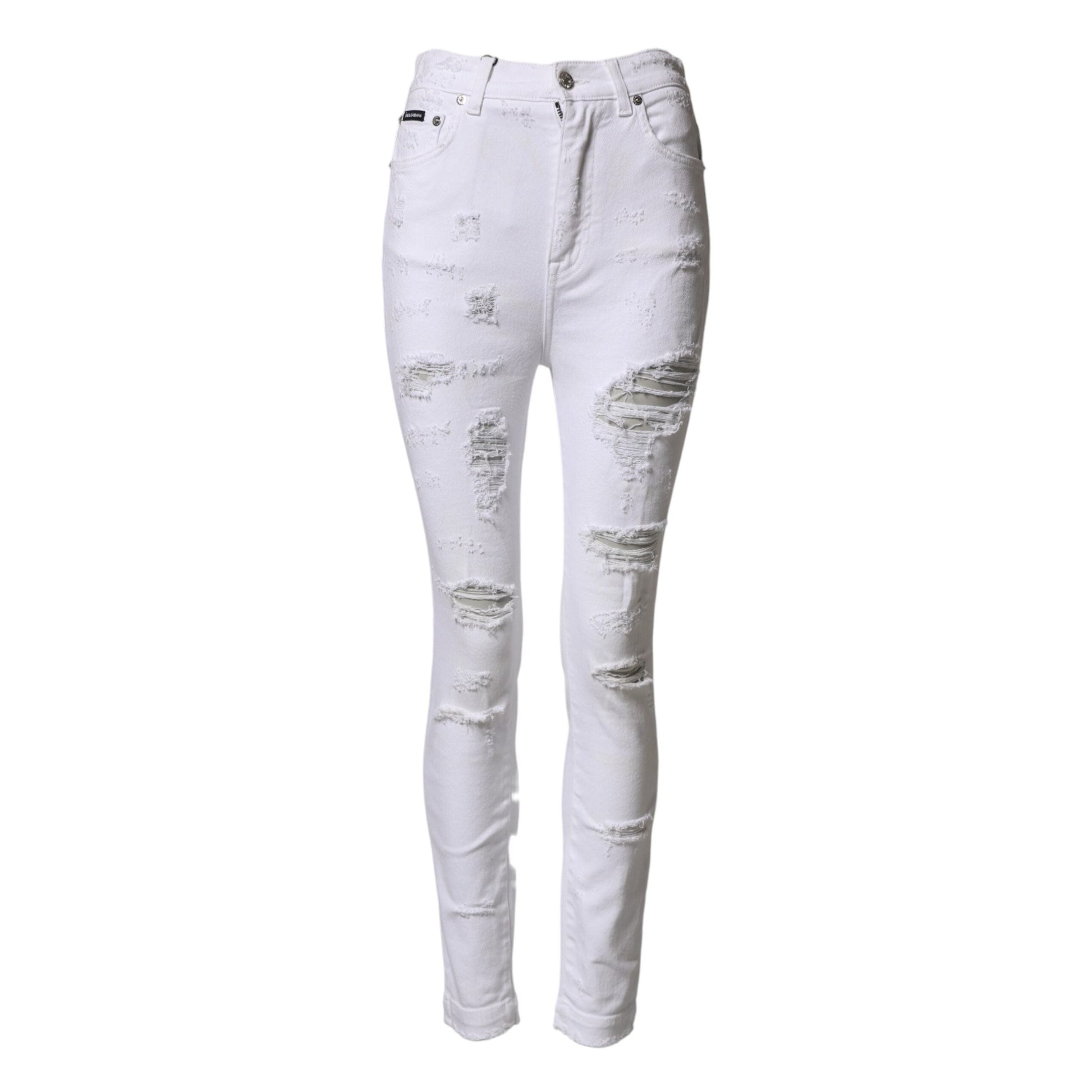 Dolce & Gabbana White Distressed High Waist Denim Jeans Dolce & Gabbana
