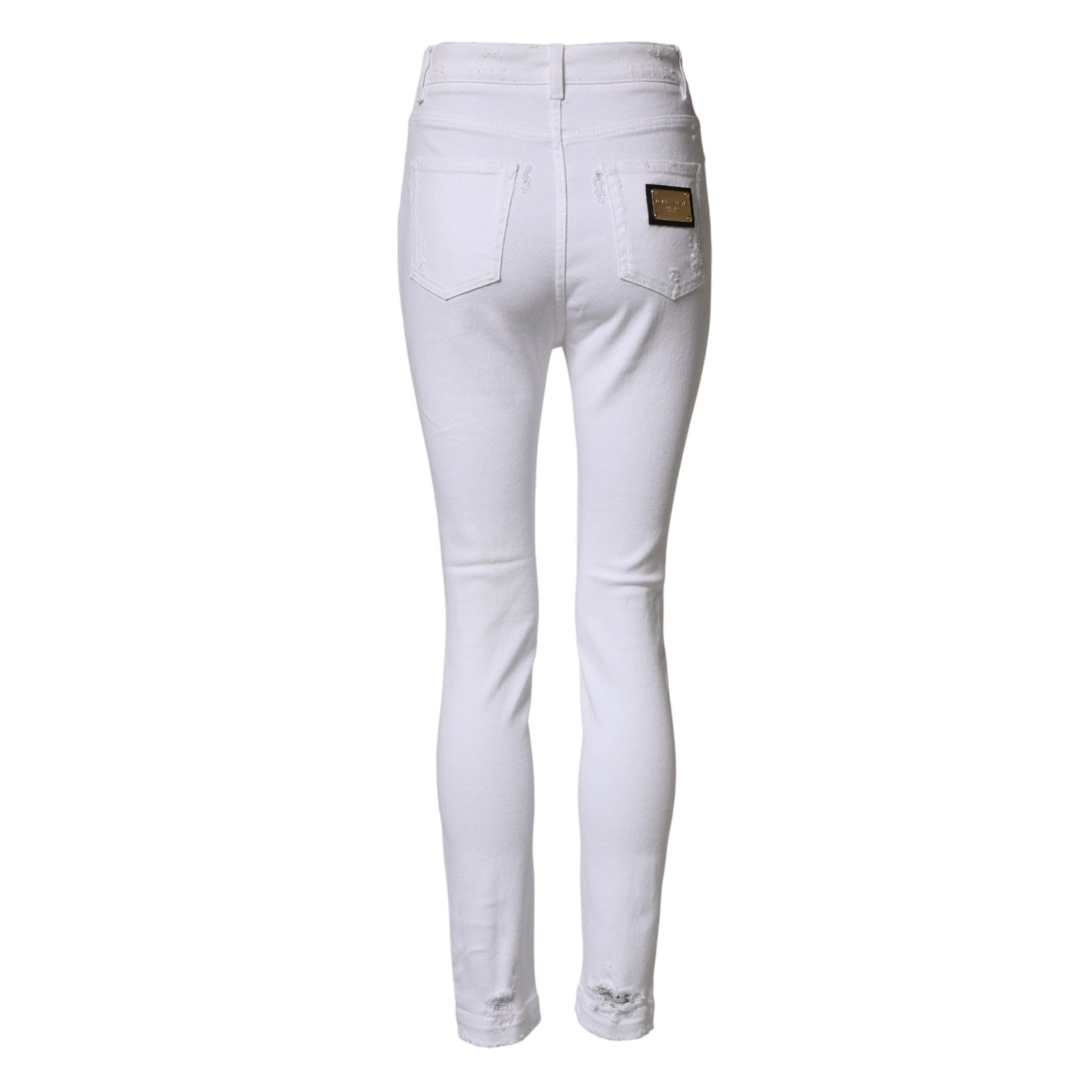Dolce & Gabbana White Distressed High Waist Denim Jeans Dolce & Gabbana