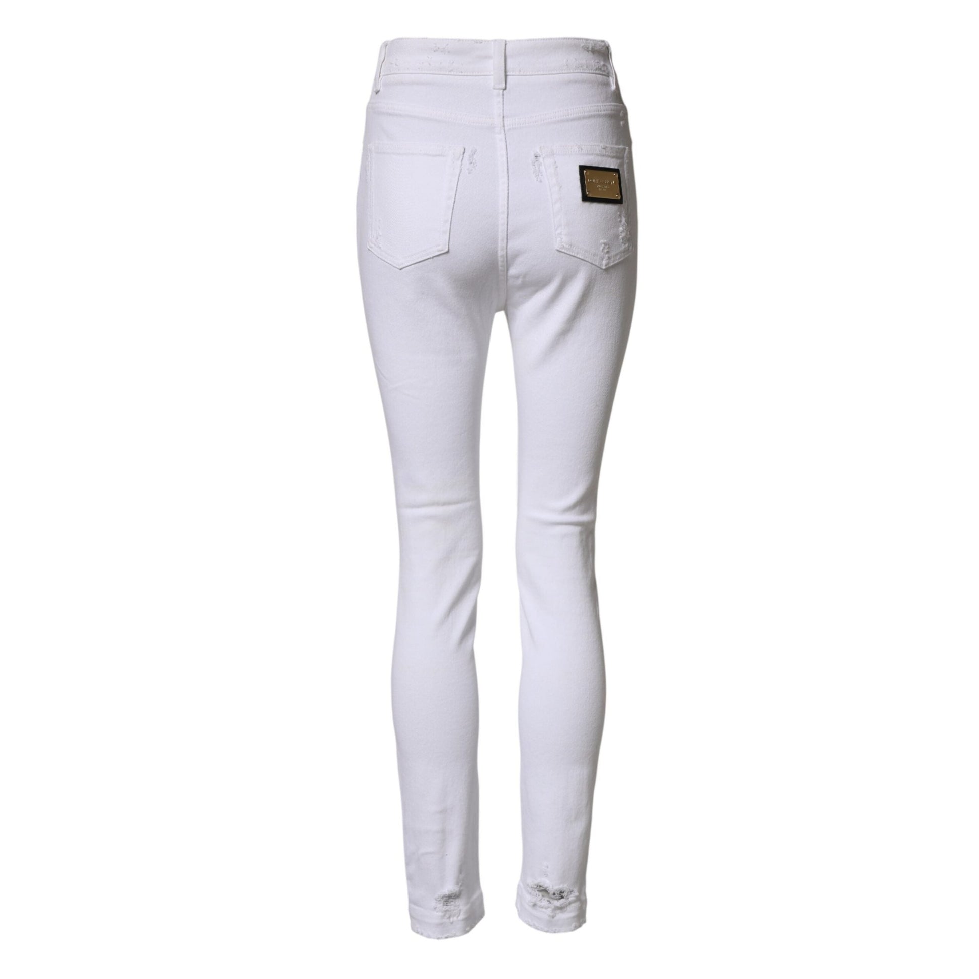 Dolce & Gabbana White Distressed High Waist Denim Jeans Dolce & Gabbana