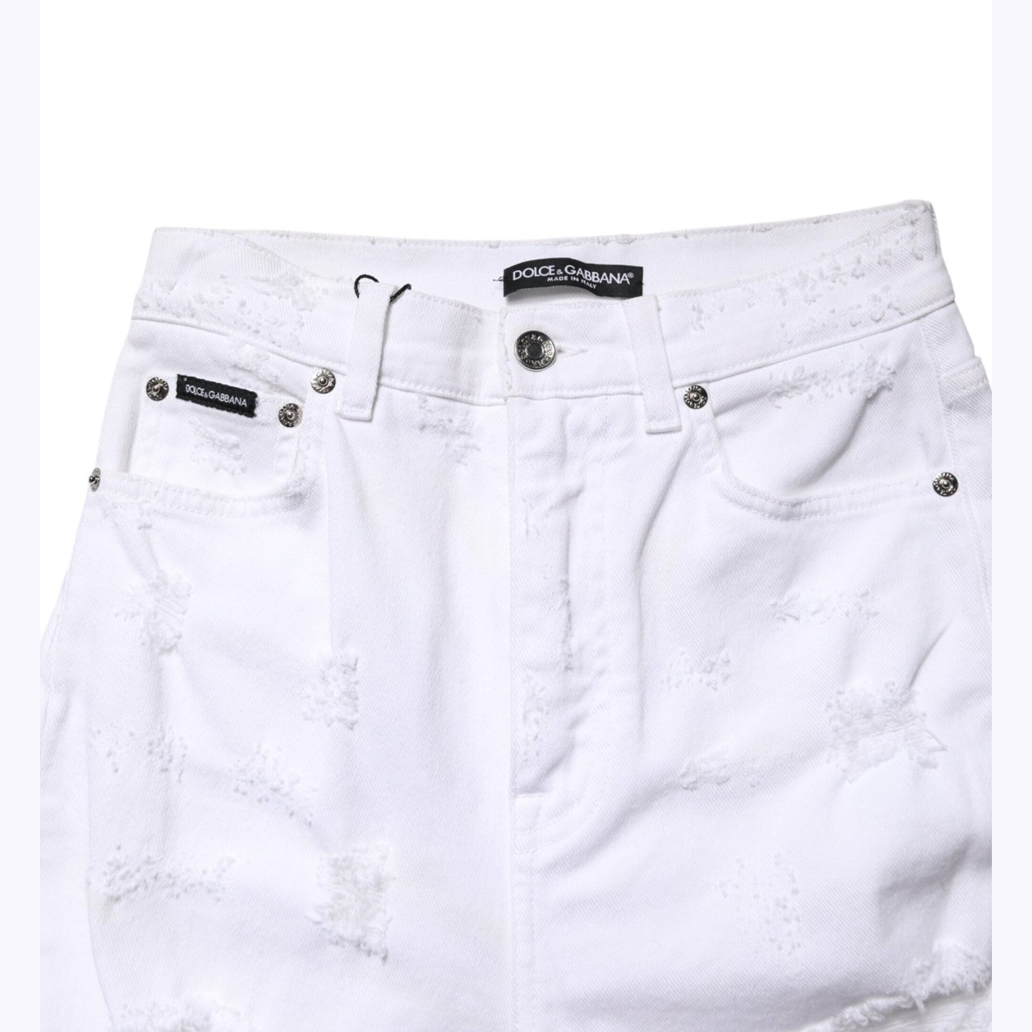 Dolce & Gabbana White Distressed High Waist Denim Jeans Dolce & Gabbana
