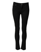 Dolce & Gabbana Black Cotton Skinny Mid Waist Denim Jeans - Eljoys Fashion 