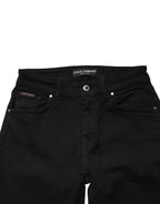 Dolce & Gabbana Black Cotton Skinny Mid Waist Denim Jeans - Eljoys Fashion 