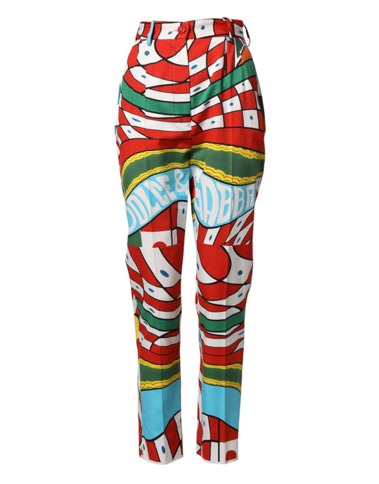 Dolce & Gabbana Multicolor Geometric Pattern Straight Pants Dolce & Gabbana