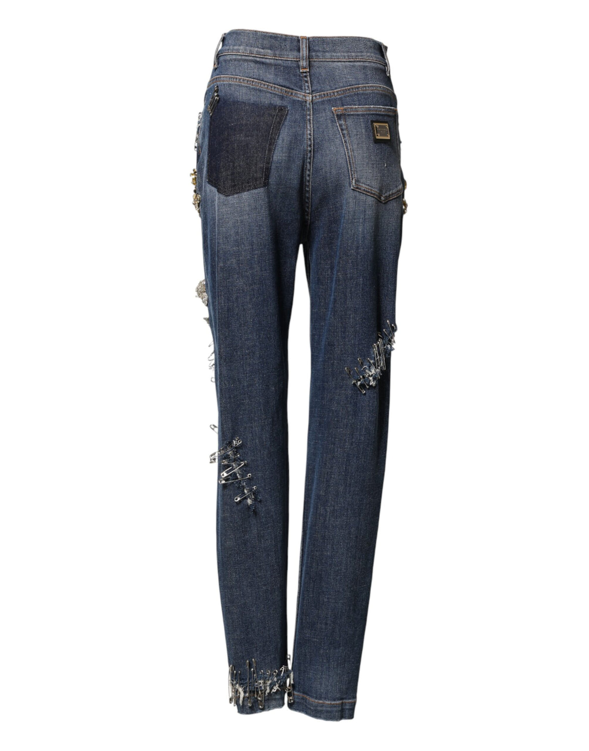 Dolce & Gabbana Blue Cotton Rhinestone Embellish Denim Jeans - Eljoys Fashion 