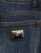 Dolce & Gabbana Blue Cotton Rhinestone Embellish Denim Jeans - Eljoys Fashion 