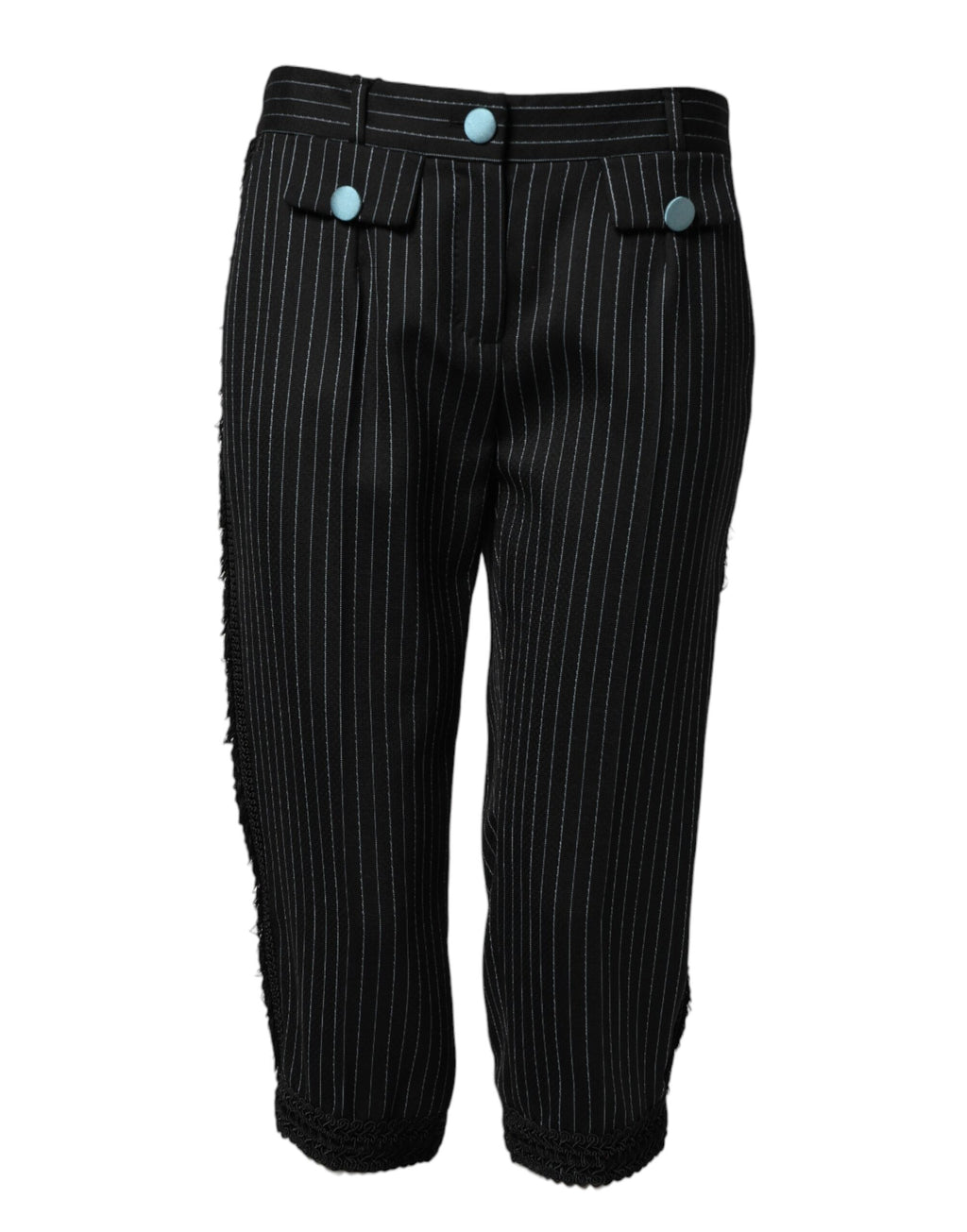 Dolce & Gabbana Black Wool Stripes Cropped Trouser Pants - Eljoys Fashion 